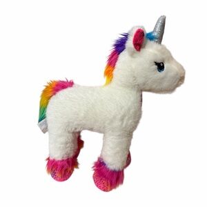 Build A Bear Magic Shimmer Unicorn Plush White Rainbow Stuffed Animal Toy 12 in